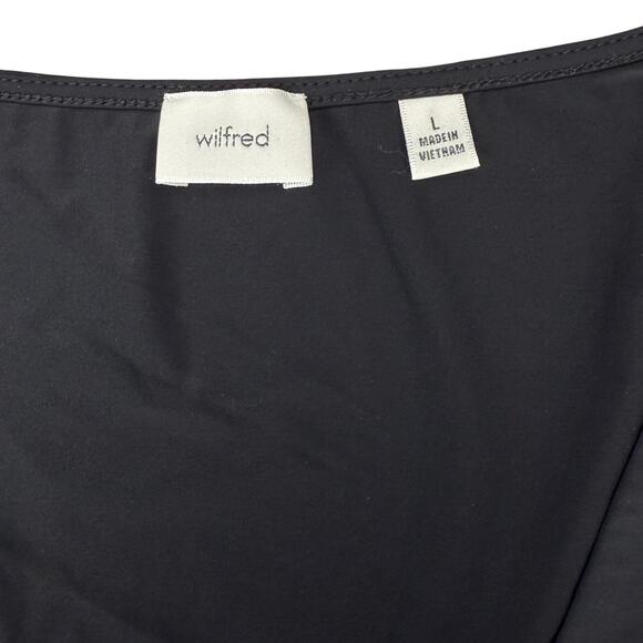 WILFRED Aritzia Bistro Soft-Shine Jersey V-Neck Ruched Long Sleeve Sz Large - Picture 4 of 6